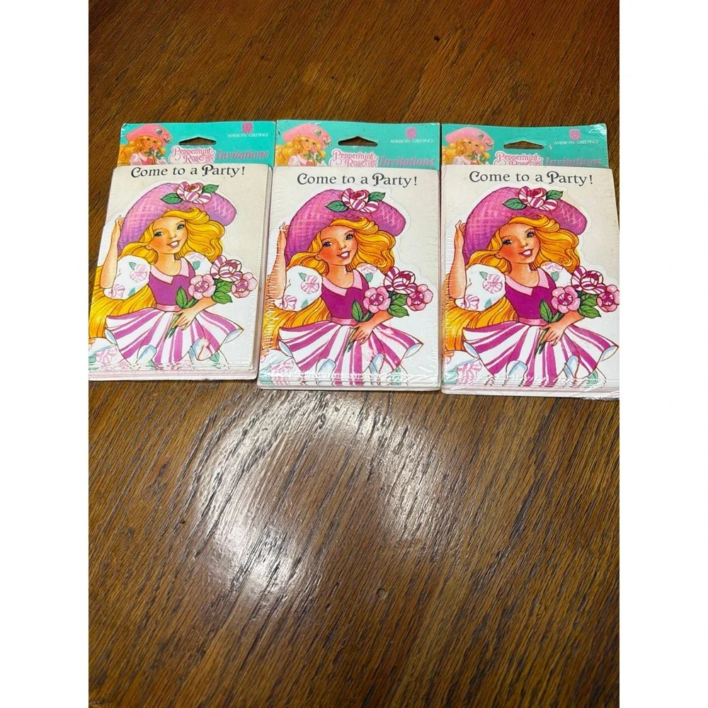 Vtg 1992 Peppermint Rose Party Invitations Envelopes American Greetings Cards 24